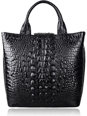 Handle Satchel Handbags for Women Crocodile Handbag and Purse Leather Tote Bags